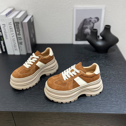 Women's Autumn Platform Round Toe Lace Color Women's Casual Shoes