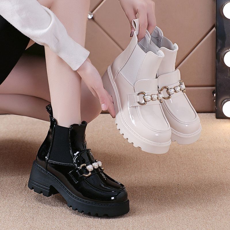 Women's Real Soft Chelsea Veet Martin For British Style Patent Short Boots