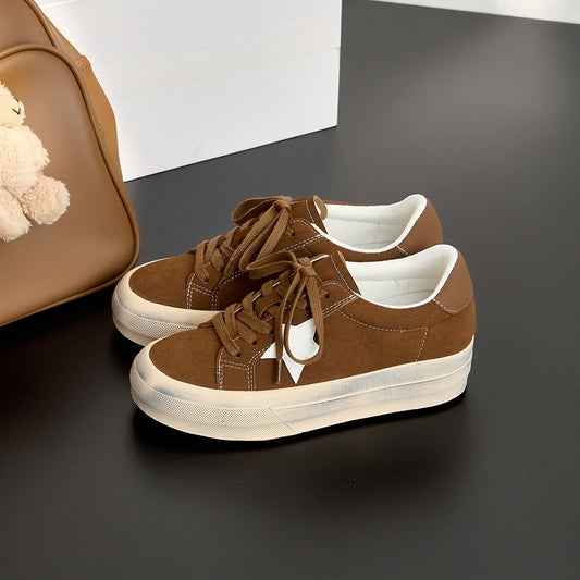 Head Old Thick Bottom Bread Dirty Retro Patchwork Sneakers