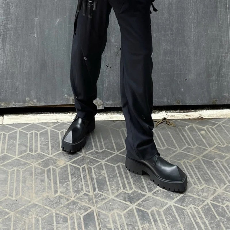 Women's Horn Muffin Platform British Retro Deep Leather Shoes