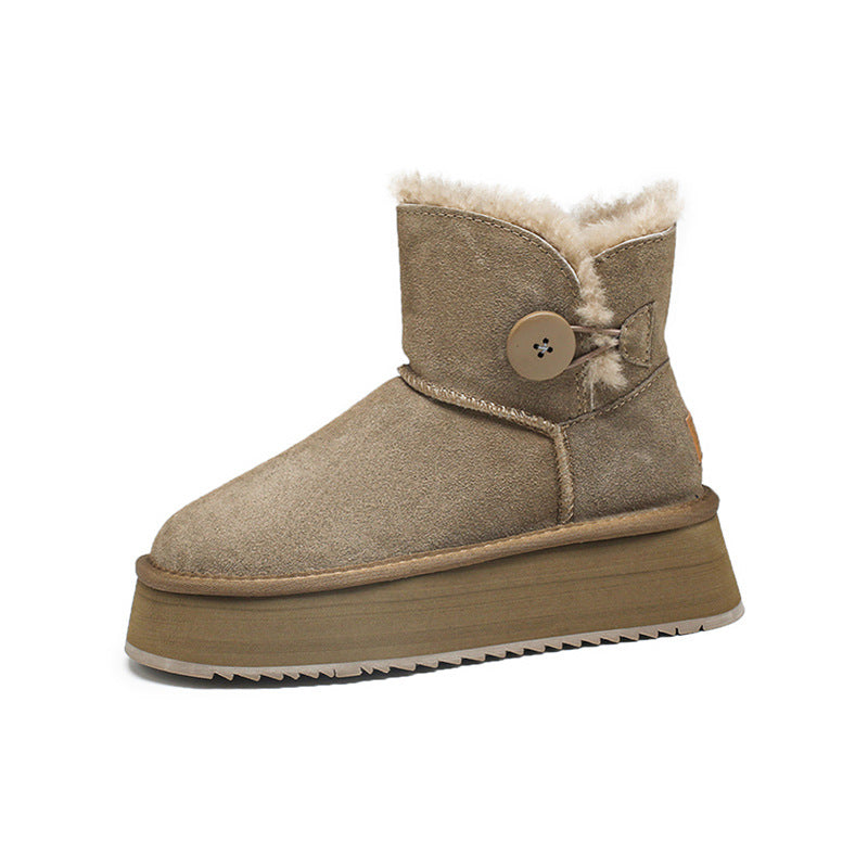 Women's Wool Fur Integrated Winter Cotton Small Snow Boots