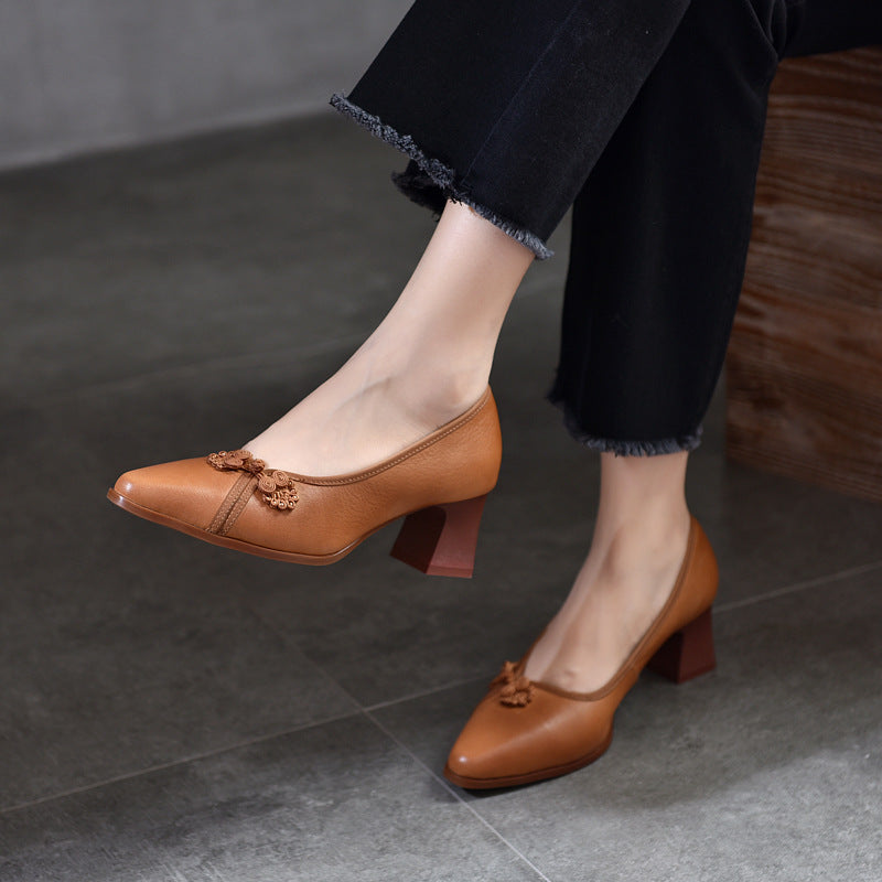 Two Pairs Of Patchable Pointed High Women's Shoes