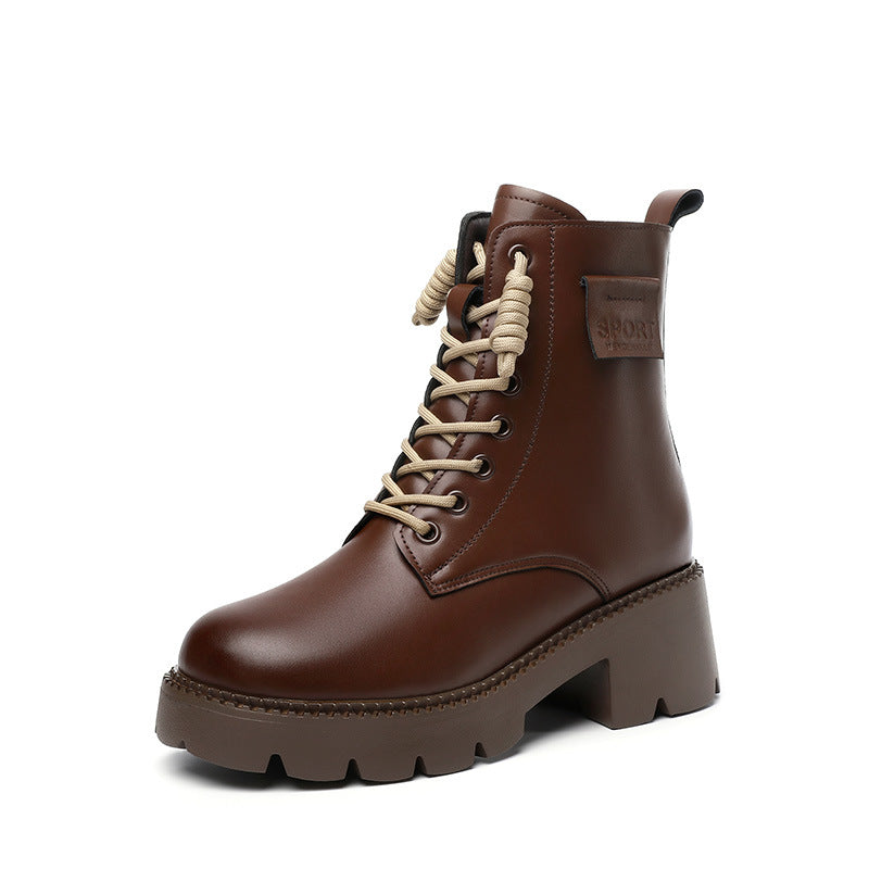 Women's Thickened Veet Ankle Thick Bottom Fleece-lined Chunky Boots