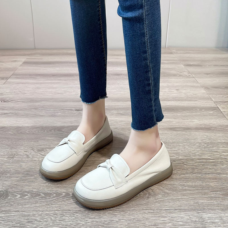 Women's Genuine Soft Bottom White Super Top Layer Cowhide Women's Casual Shoes