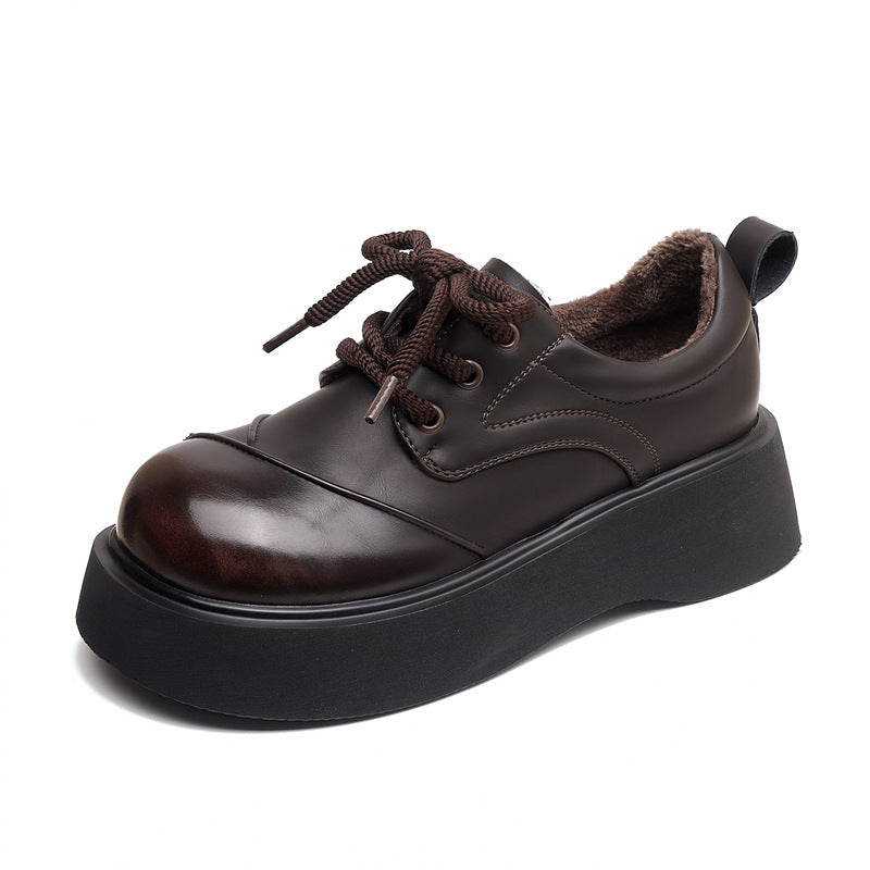 Women's Platform Spring Feet Small Black Thin Loafers