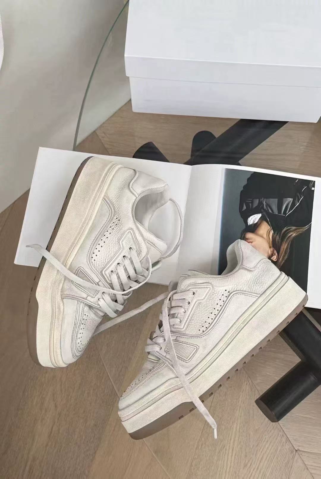 Women's Red Rhyme Genuine Platform Autumn Versatile Heightened Easy Sneakers