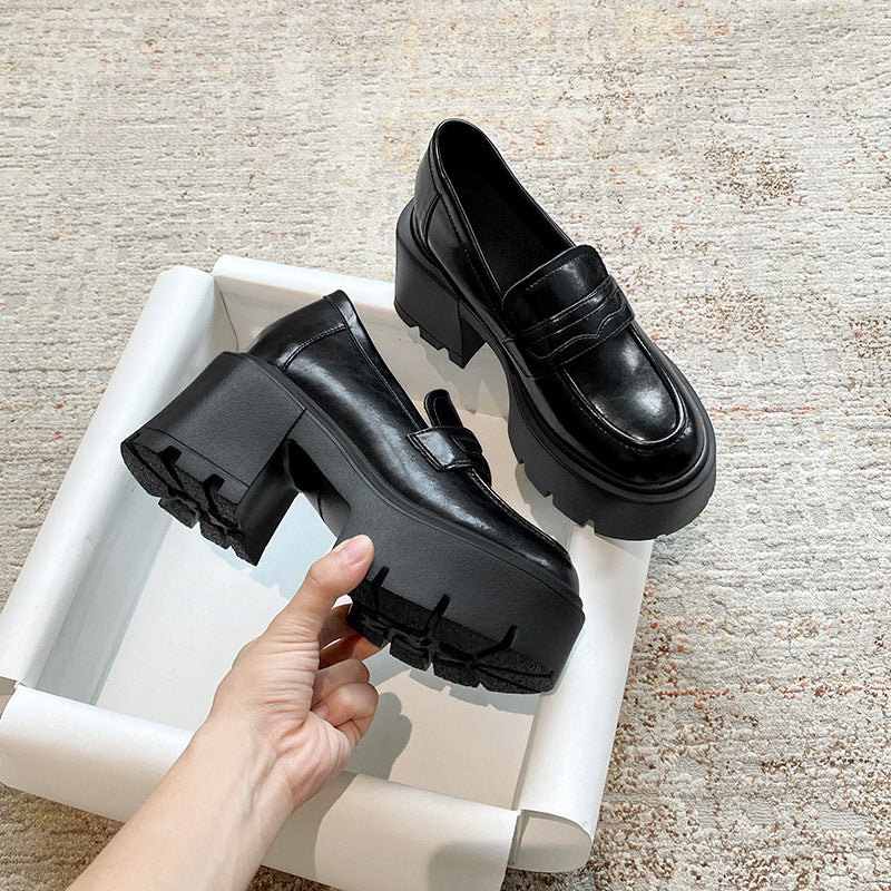 Increasing Insole Small Platform Female British Style Thick Loafers
