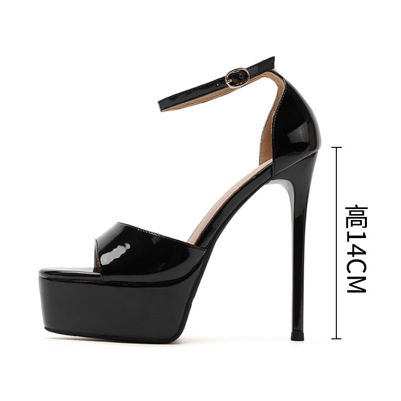 Women's Open Toe Breathable Square Stiletto Waterproof Platform High Heeled Sandals