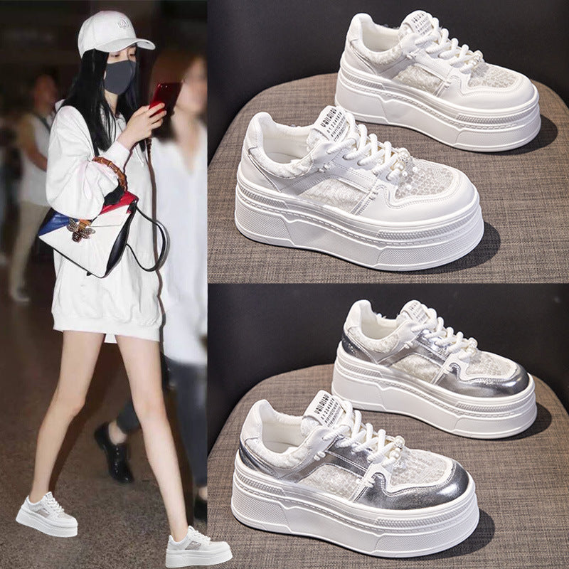 Women's Korean Elevator Wild White Female Tennis Women's Casual Shoes