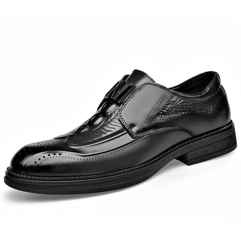 Men's Formal British Style Carved Genuine Cattlehide Men's Business Leather Shoes