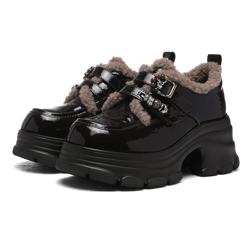 Women's British Style Retro Fashion Platform Height Increasing Mary Jane Loafers