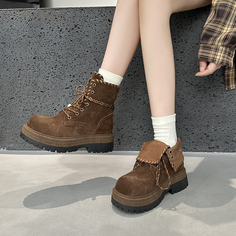 Women's Two-way Martin Autumn British Style Ankle Women's Leather Boots
