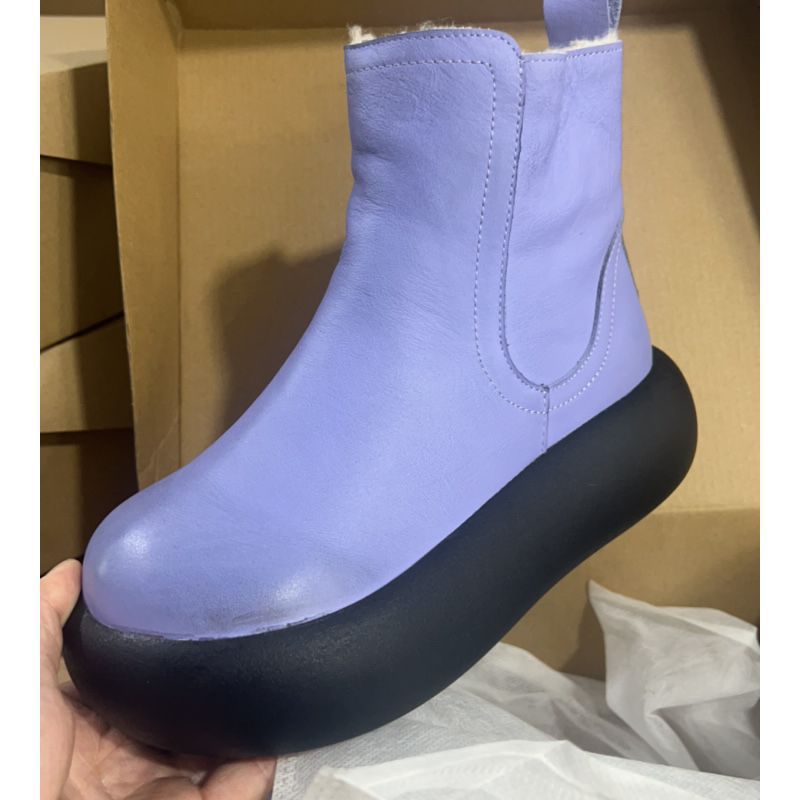 Women's First Layer Cowhide Vintage Chelsea Ankle Comfortable Feet Thin Racket Boots