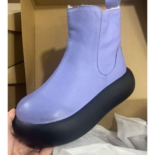 Women's First Layer Cowhide Vintage Chelsea Ankle Comfortable Feet Thin Racket Boots
