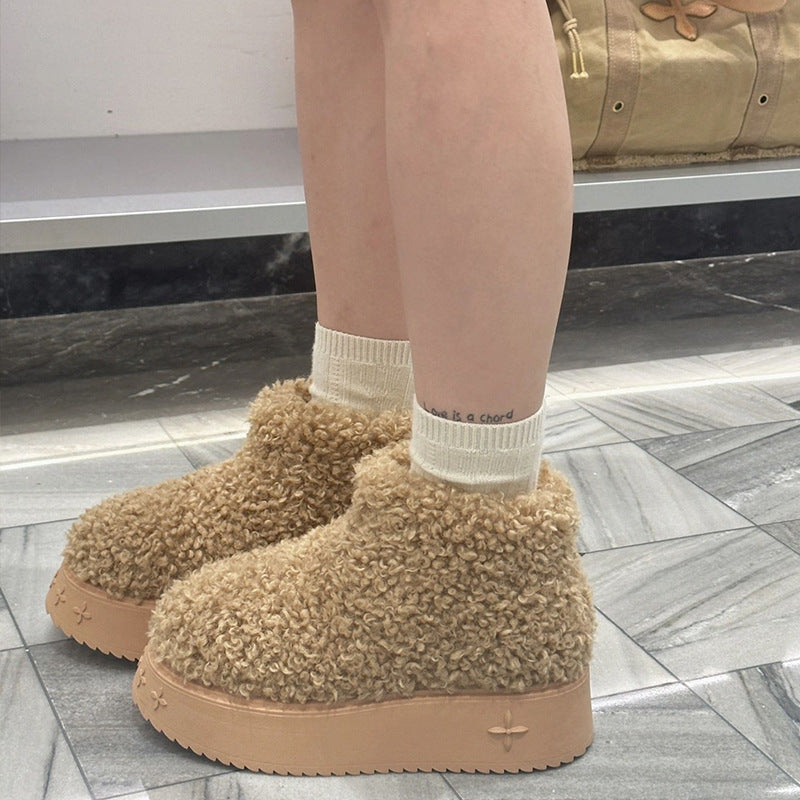 Fur Booties Plush Short Winter Thick Snow Boots