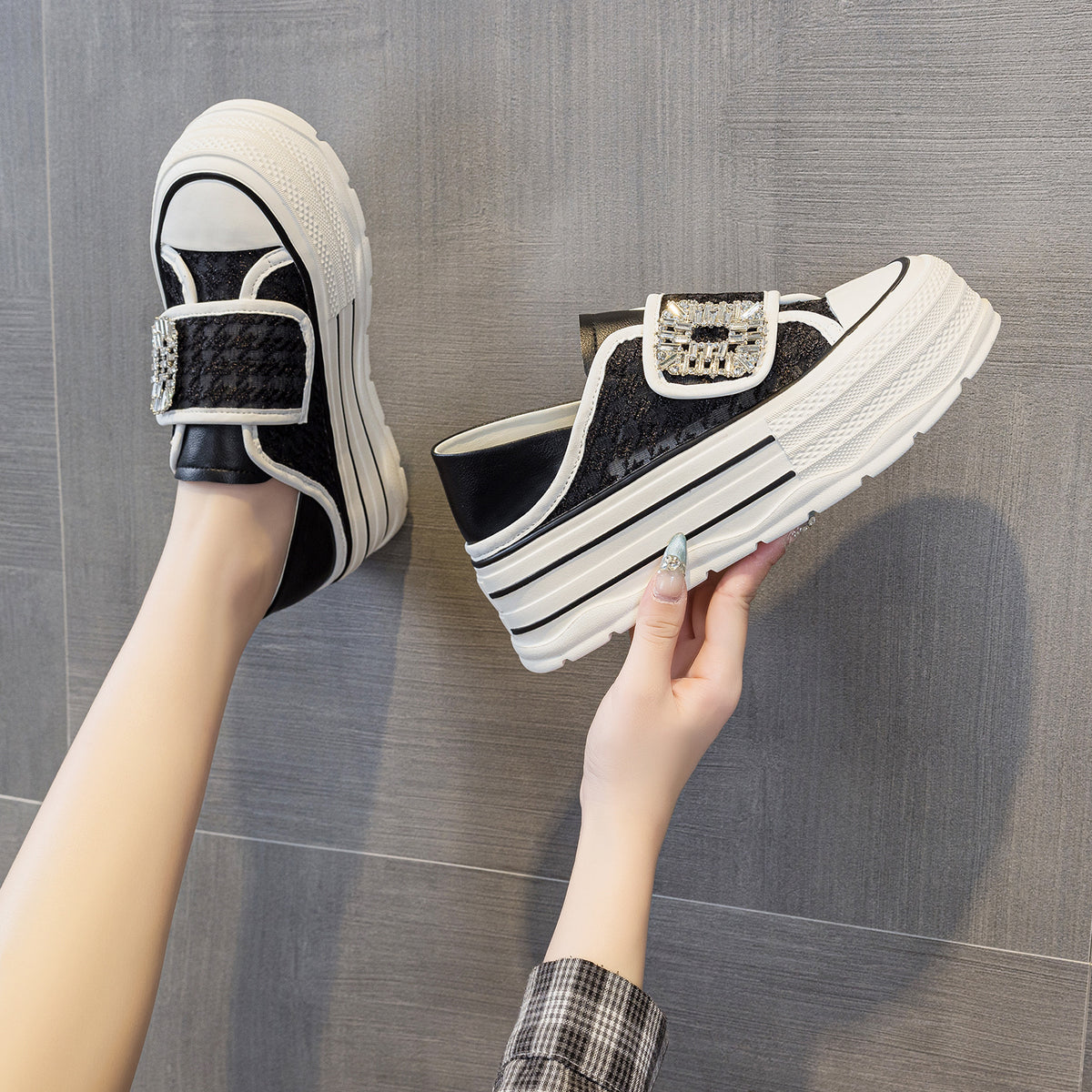 Women's Genuine Platform Breathable Spring Height Increasing Women's Casual Shoes