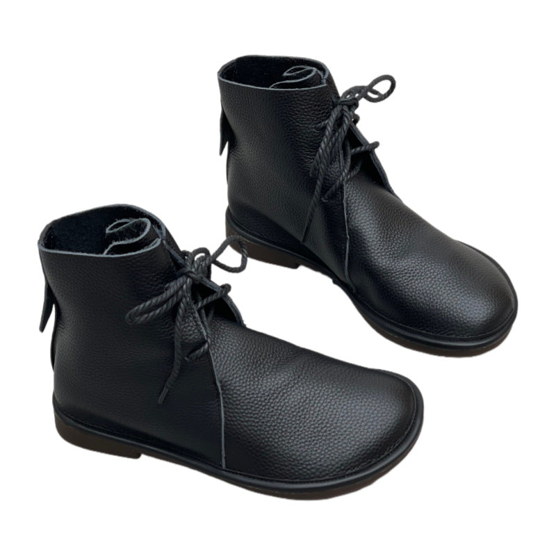 Round Toe British Style Artistic Lace Up Boots