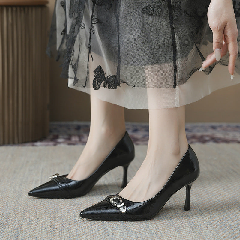 French Style Temperament Commuter High Female Stiletto Simple Pumps Women's Fashion Shoes