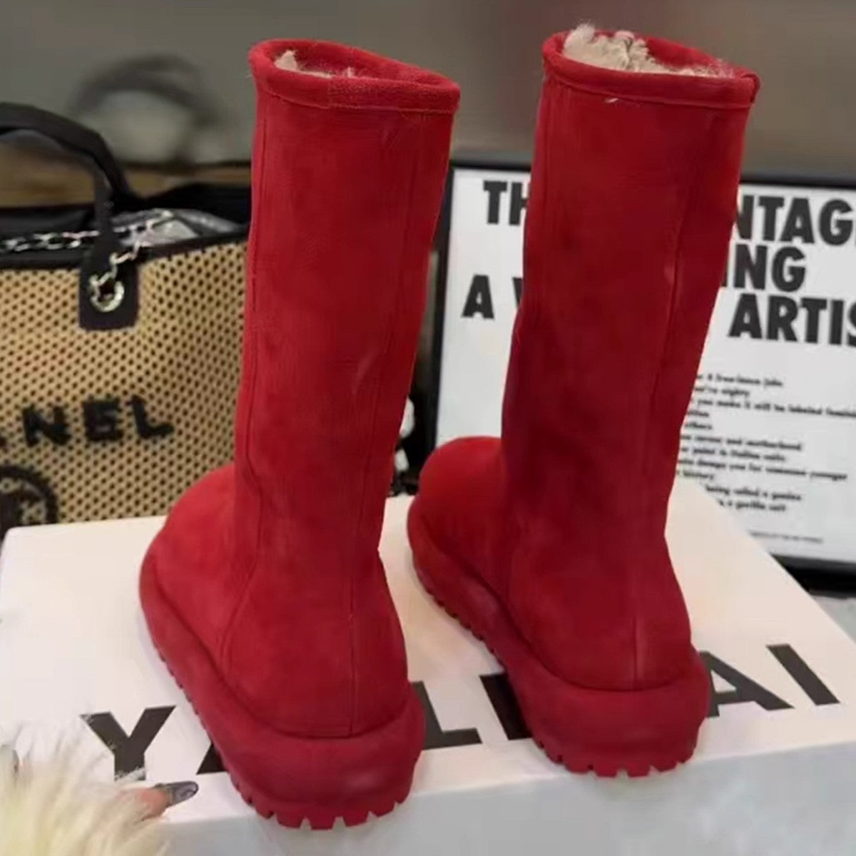 Women's Goods Thick-soled Long Winter Lamb Wool Women's Snow Boots