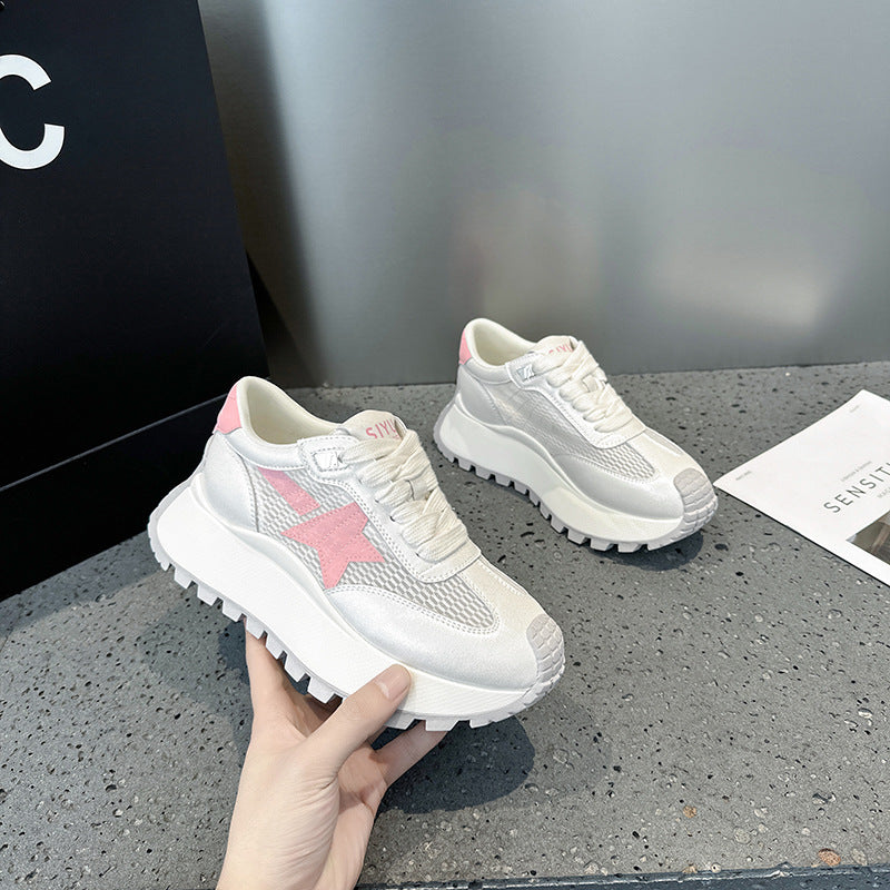 Women's Star Mesh Spring Platform Heightened Daddy Sports Casual Shoes