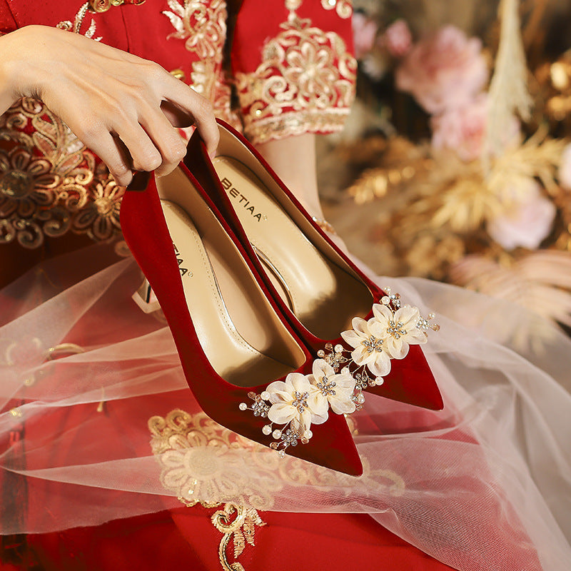 Women's Chinese Style Bridal Not Tired Feet Main Heels