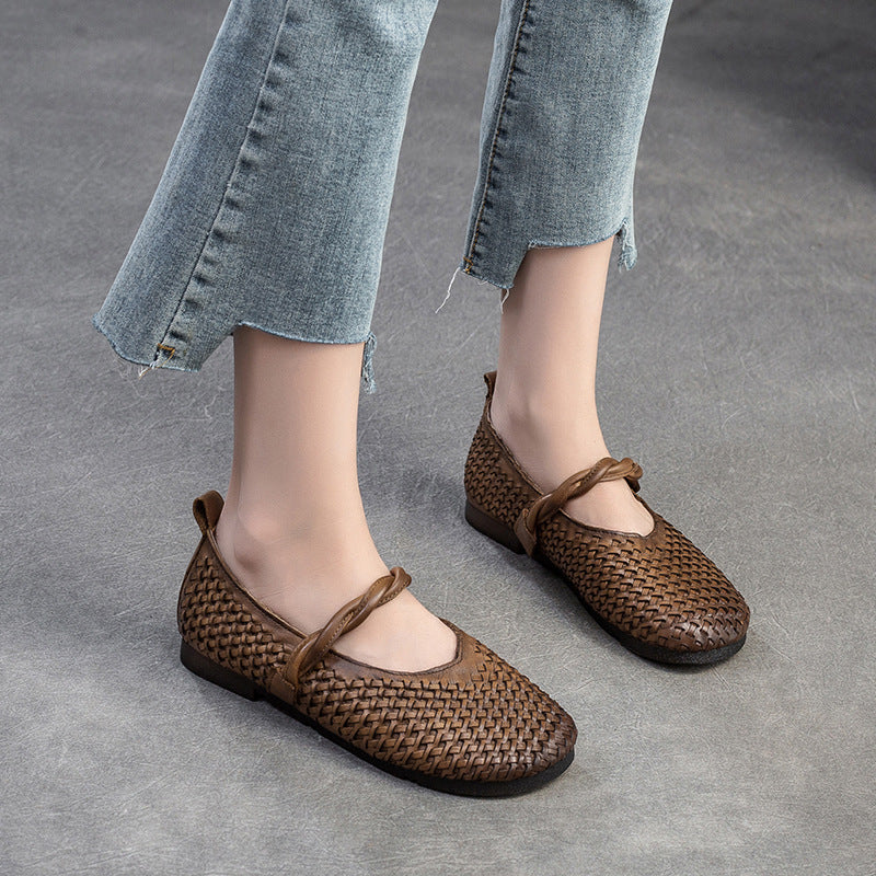 Women's Shu Retro Comfort Flat Artistic Hand-woven Casual Shoes
