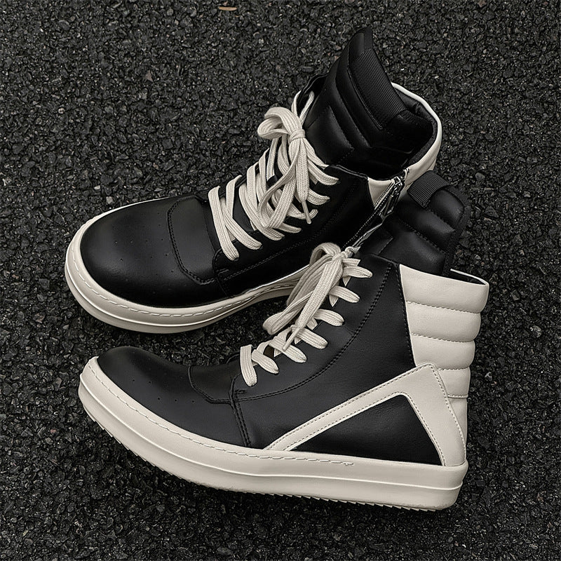 Men's Spring Fashionable Inverted Triangle Plaid Trendy Middle Thick Bottom Height Men's Casual Shoes