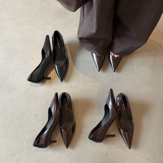 Women's Mouth Pumps Early Spring Genuine Pointed Heels