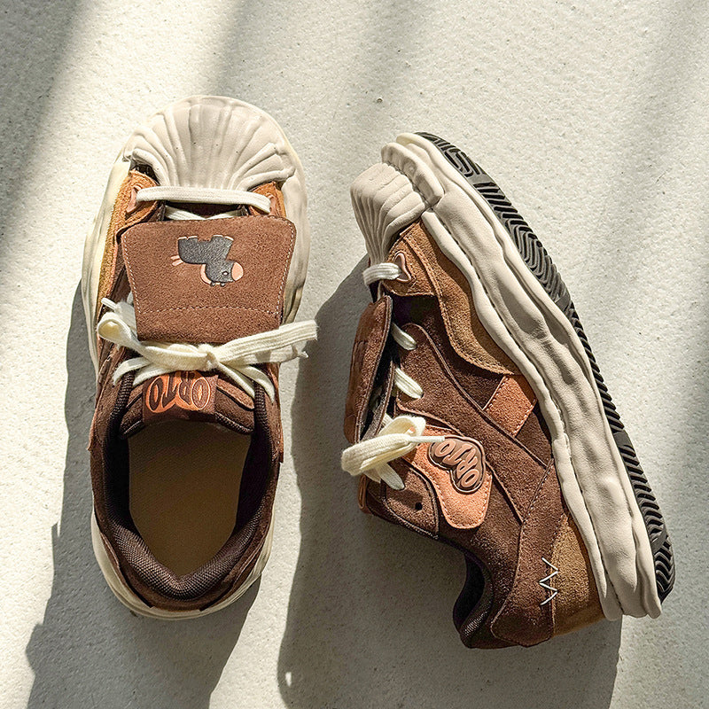 Women's & Men's Dissoed Retro Platform Hight Increasing Board Asymmetric Mandarin Duck Fashion Men's Casual Shoes
