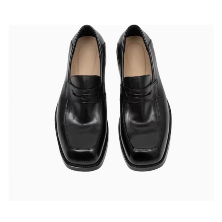 Men's Washed Tire Cow Genuine Slip-on Small Lazy Driving Leather Shoes
