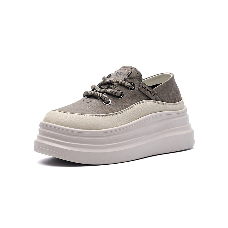 Women's Genuine Platform White Height Increasing Insole Casual Shoes