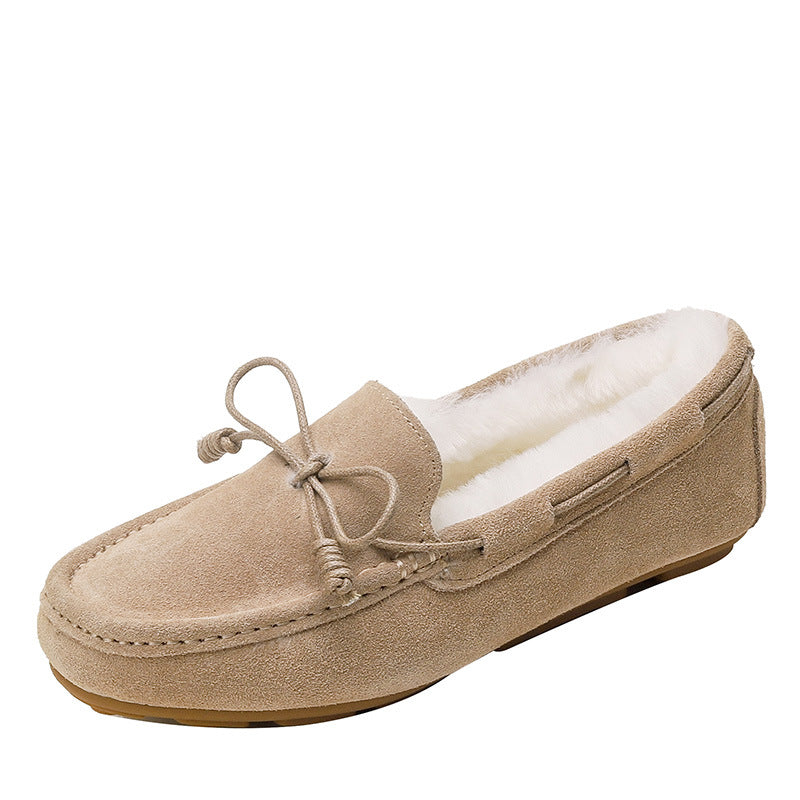 Winter Must Sheepskin Fur Bowknot Fluffy Female Women's Shoes