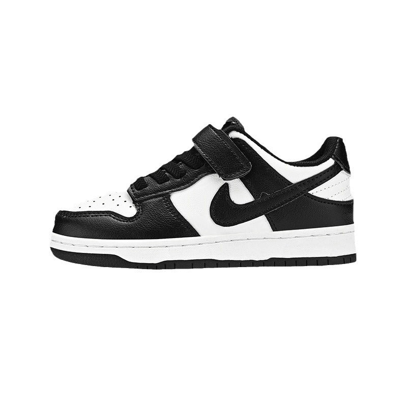 Children's Middle Big Green Apple Black White Kid's Sneakers