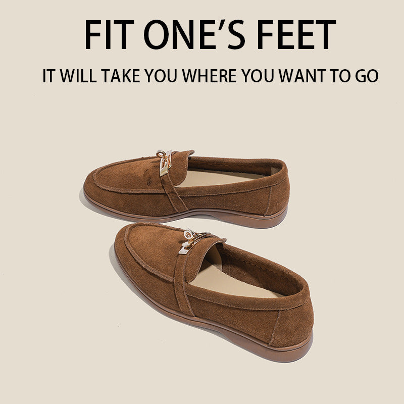Women's Gold Lock Suede Retro Easy Matching Loafers