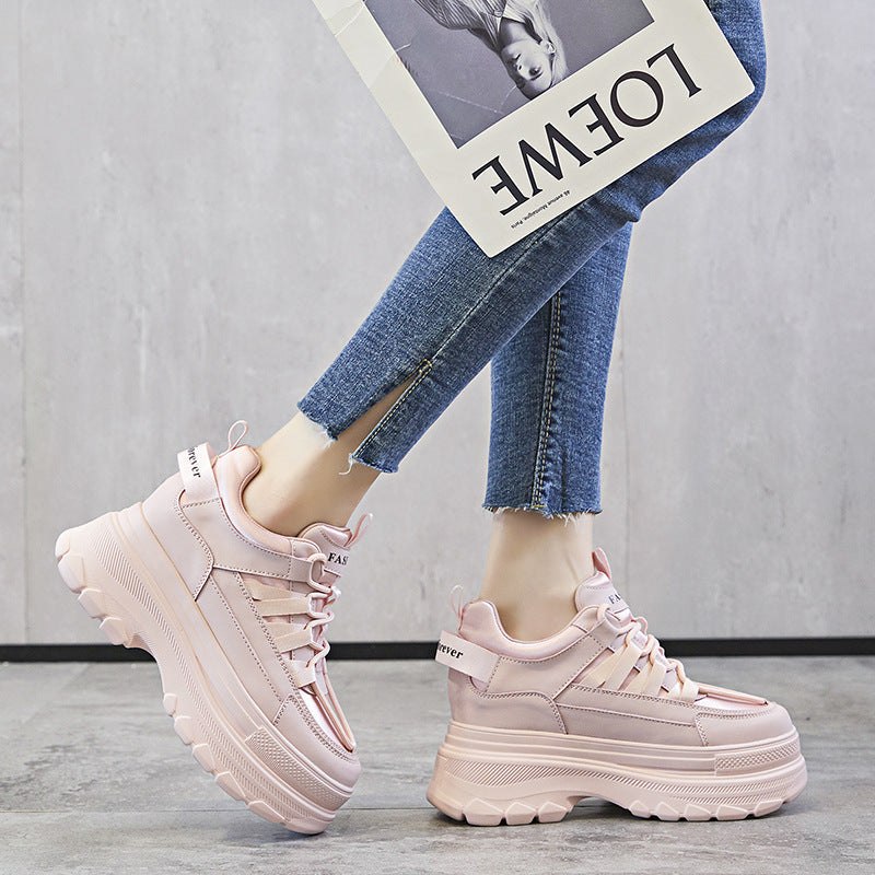 Women's Platform White Height Increasing Insole Leisure Board Trendy Women's Casual Shoes