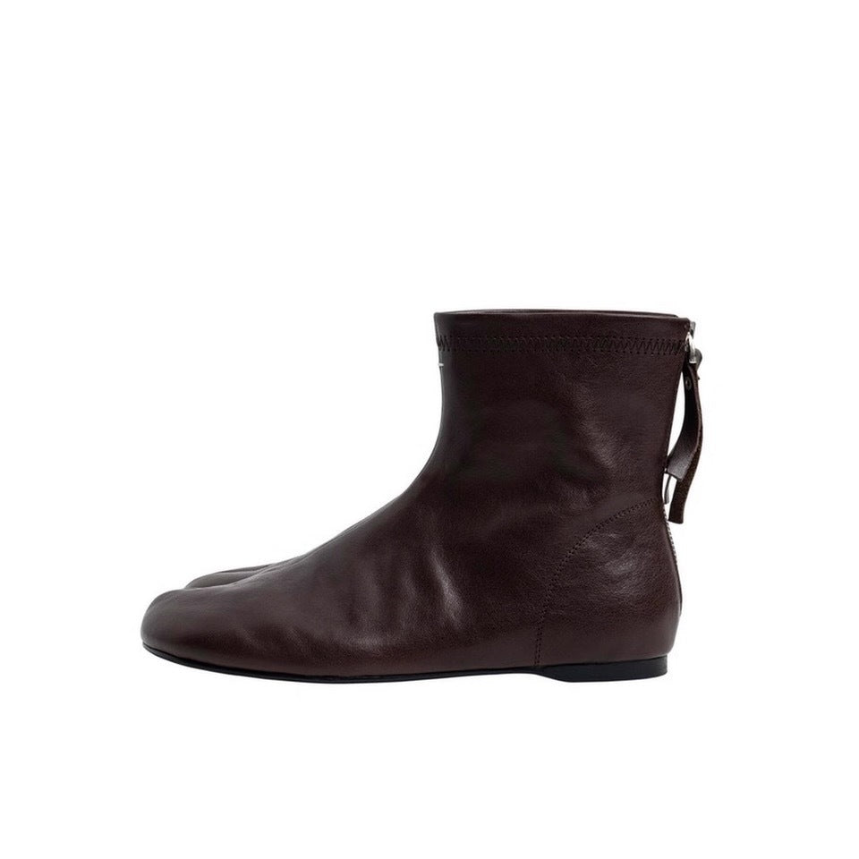 Women's Cowhide Version Niche Trotter Height Increasing Insole Back Zipper Flat Women's Leather Boots