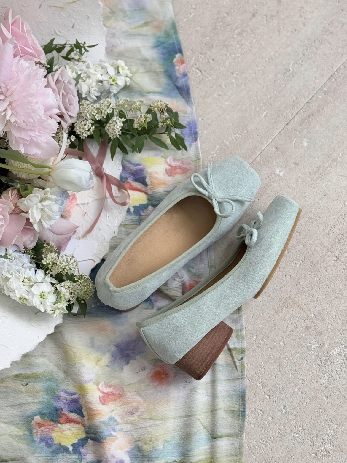 Women's Flat Suede Pumps Spring French Gentle Fairy Lady Heels