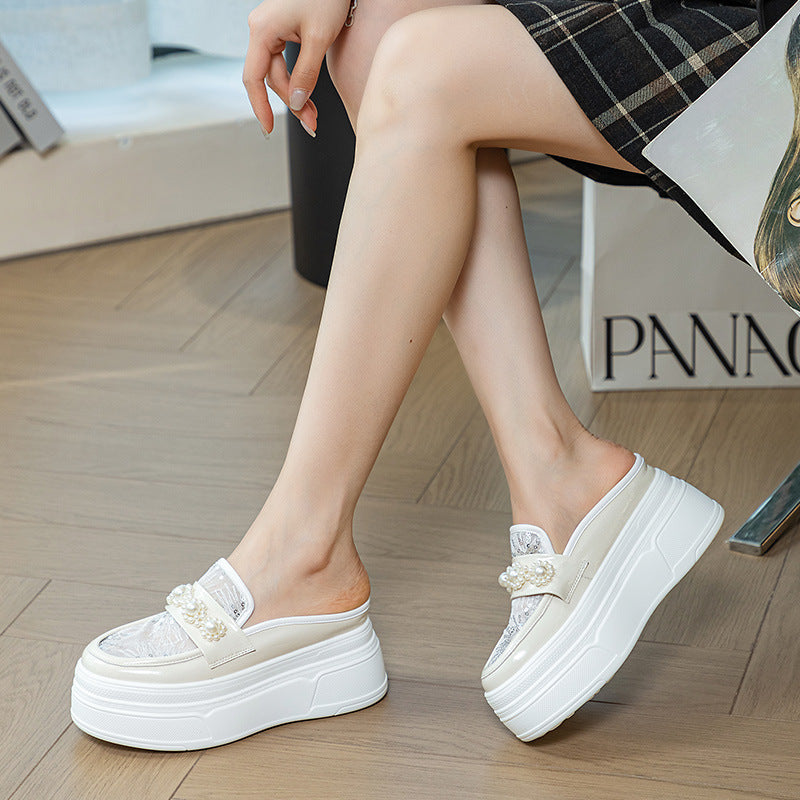 Women's Summer Mirror Platform Korean Fashion Slip-on Slippers