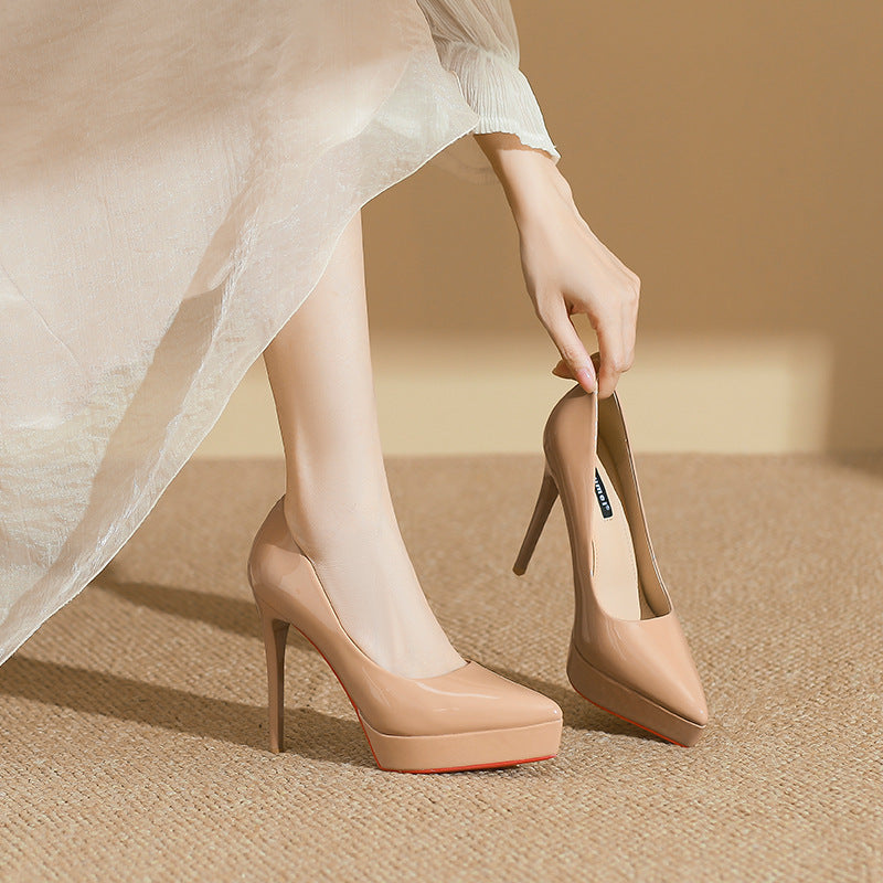 Women's High Pointed Toe Stiletto Waterproof Platform Pumps Sexy Women's Fashion Shoes