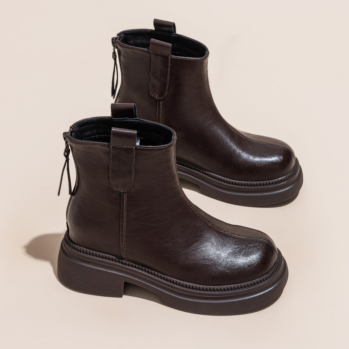 Women's Martin Platform Height Increasing Insole Skinny Women's Leather Boots