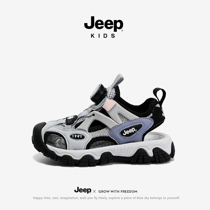 Children's Closed Toe Summer Hollow Button Breathable Kid's Sandals