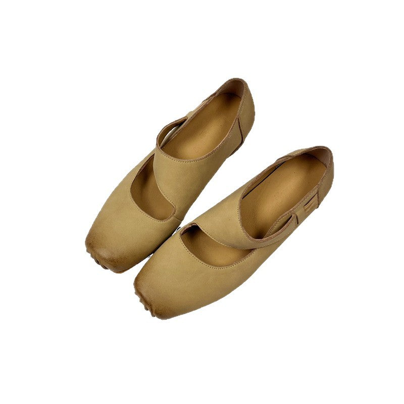 Women's Square Toe Retro Style Brushed Pumps Women's Fashion Shoes