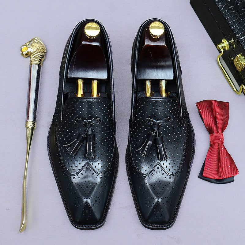 Men's Cowhide Genuine Retro Hole Business Hollow Leather Shoes