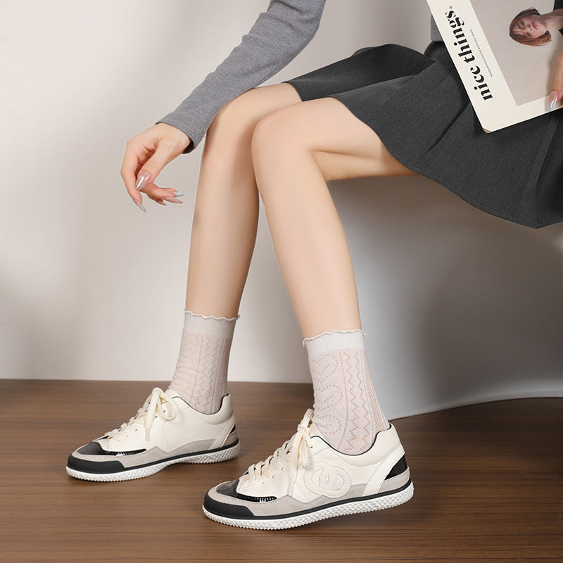 Women's Panda Color Matching German Training Classic Style Flat Sneakers