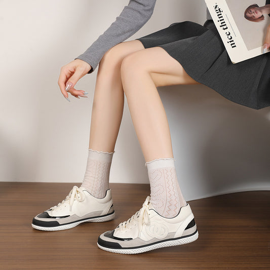 Women's Panda Color Matching German Training Classic Style Flat Sneakers