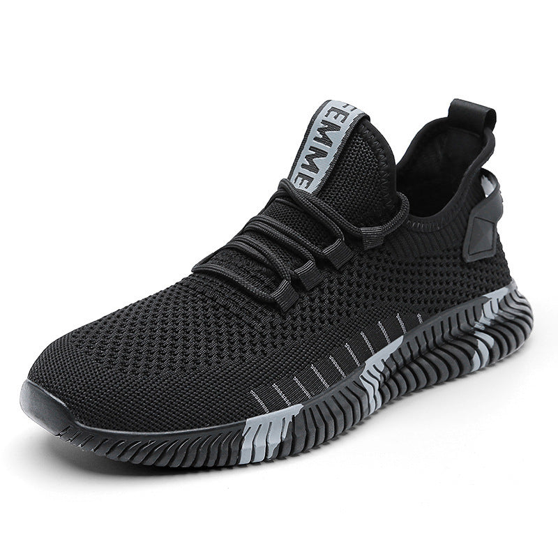 Men's Black Summer Flying Woven Sports Leisure Sneakers