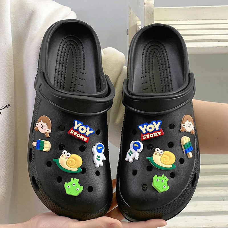 Women's Bottom Fleece-lined Hole Cartoon Cotton Warm Daily Outer Women's Shoes