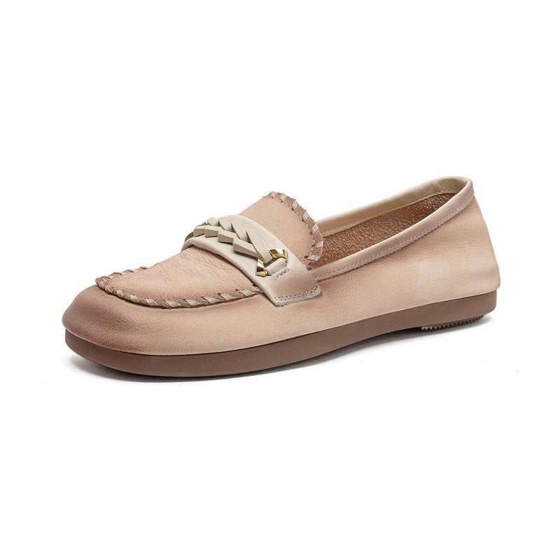 Women's Round Head Sewing Soft Bottom Slip-on Casual Shoes