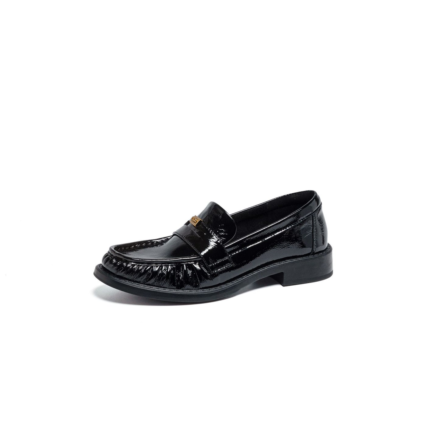 Women's Authentic Spring Slip-on First Layer Cowhide Retro Round Loafers