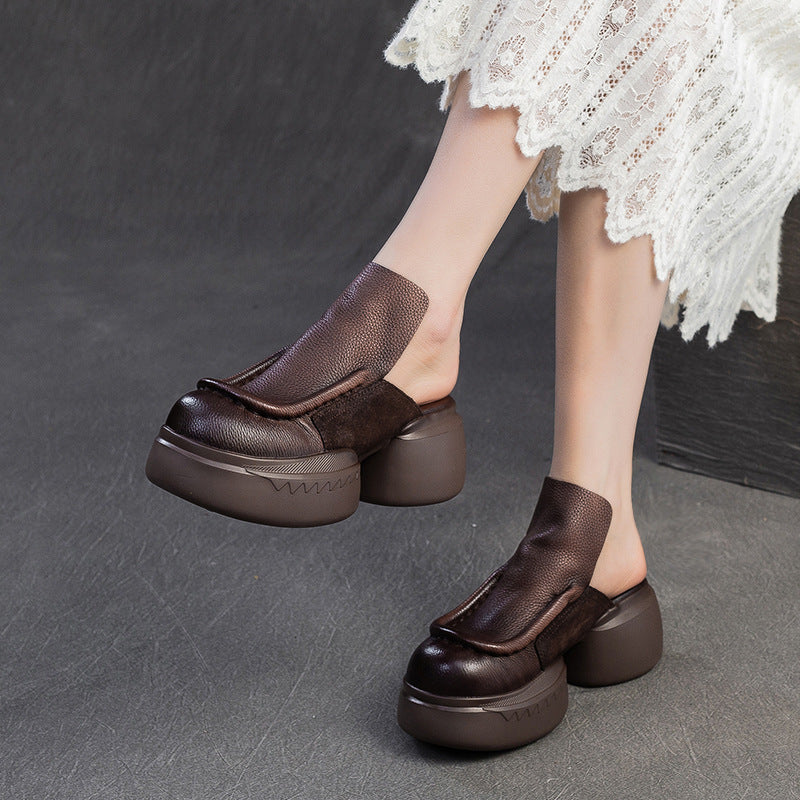 Women's Closed Toe Roman Style Platform Outdoor Thick-soles Slippers